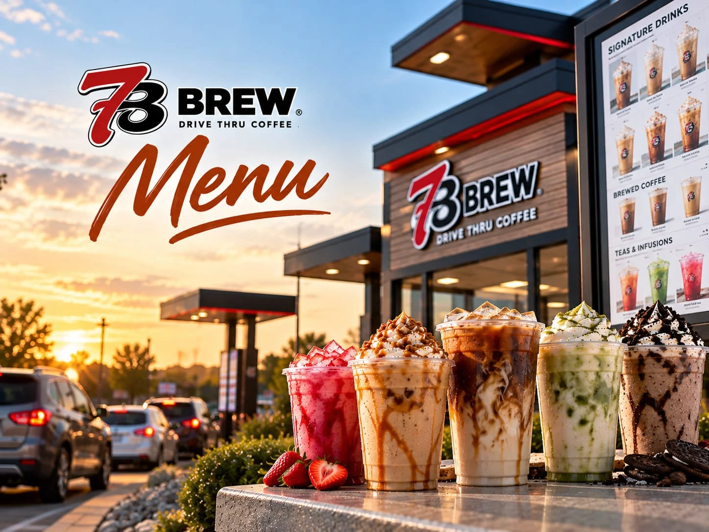 7 Brew coffee menu drinks: iced latte, cold brew and mocha