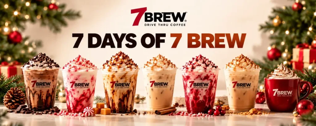 7 Brew Christmas Drinks 4 7 Days of 7 Brew holiday stickers, tray and gift card