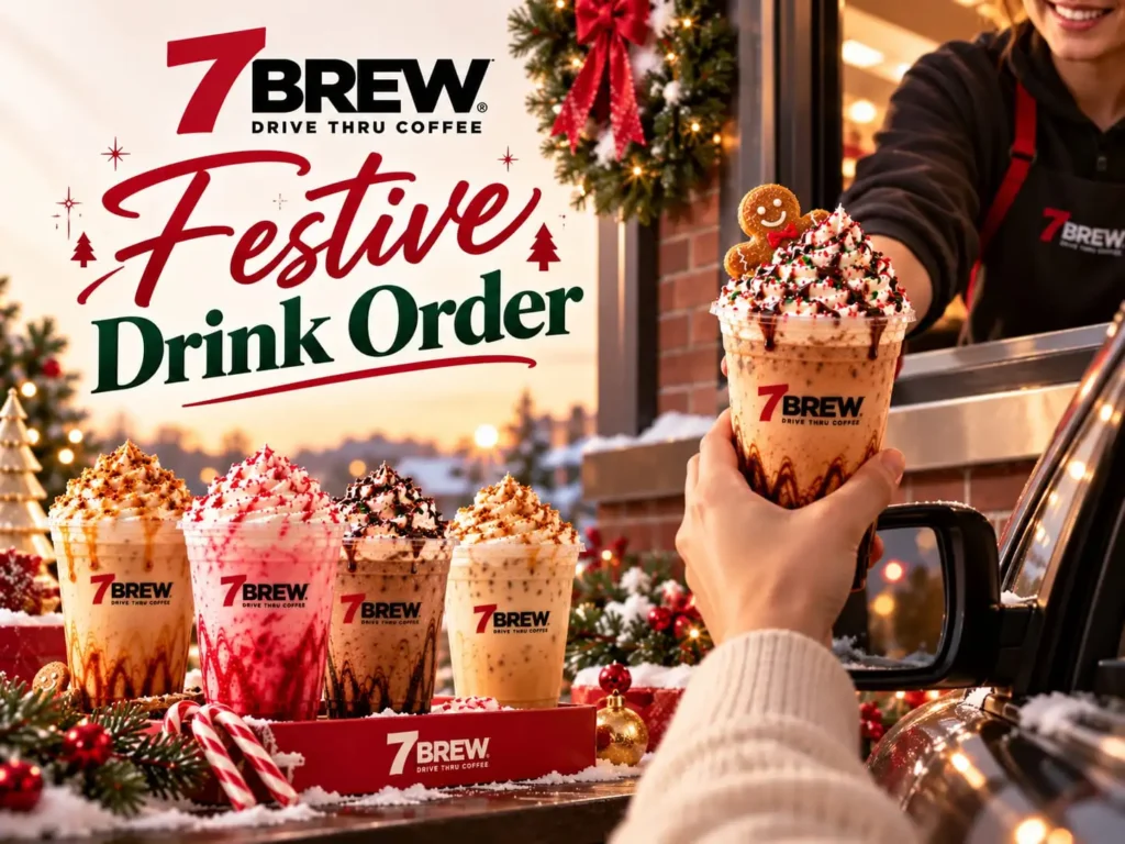 7 Brew Christmas Drinks 17 Ordering a festive 7 Brew drink at the drive-thru speaker
