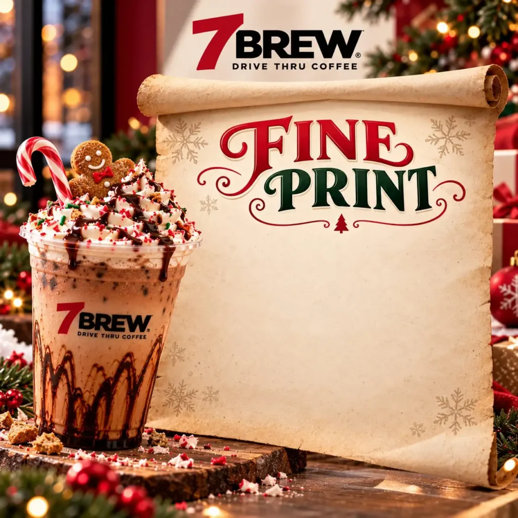 7 Brew Christmas Drinks 12 Fine print on a 7 Brew holiday deal receipt