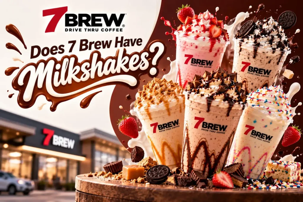 A 7 Brew shake next to a classic milkshake