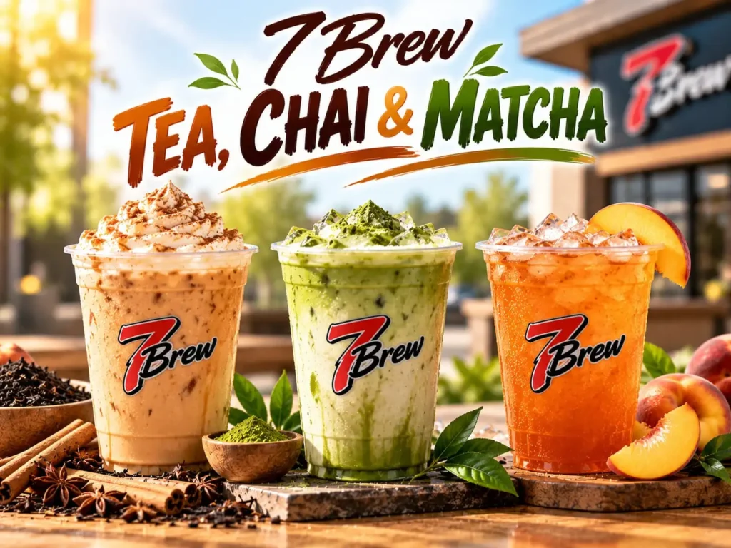 7 Brew pumpkin drinks: drinks menu: teas, chai lattes and matcha lattes